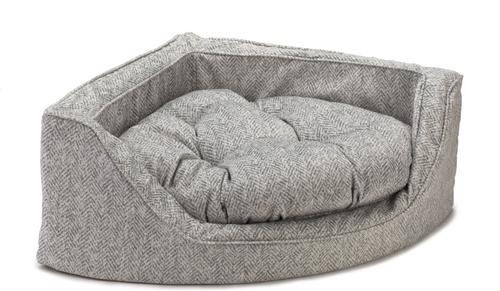 Show full view: Snoozer Pet Products Premium Corner Bolster Dog Bed with Removable Cover, Palmer Dove Gray, Medium slide 2 of 4
