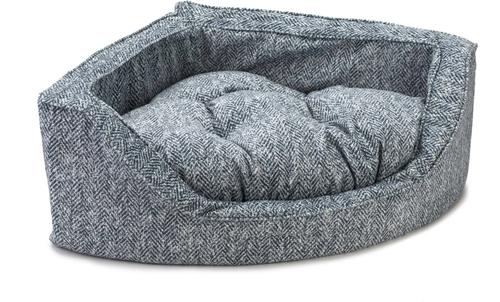 Show full view: Snoozer Pet Products Premium Corner Bolster Dog Bed with Removable Cover, Palmer Indigo, Small slide 2 of 4