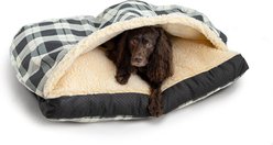 Snoozer Pet Products Rectangle Indoor & Outdoor Cozy Cave Dog & Cat Bed, Gray Black Cream, Large