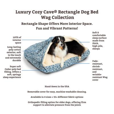 Show full view: Snoozer Pet Products Rectangle Indoor & Outdoor Cozy Cave Dog & Cat Bed, Gray Black Cream, Medium slide 2 of 4