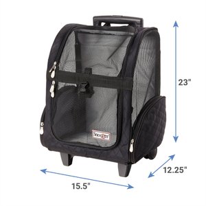 Snoozer Pet Products Roll Around 4-in-1 Travel Dog & Cat Carrier Backpack, Black, Large
