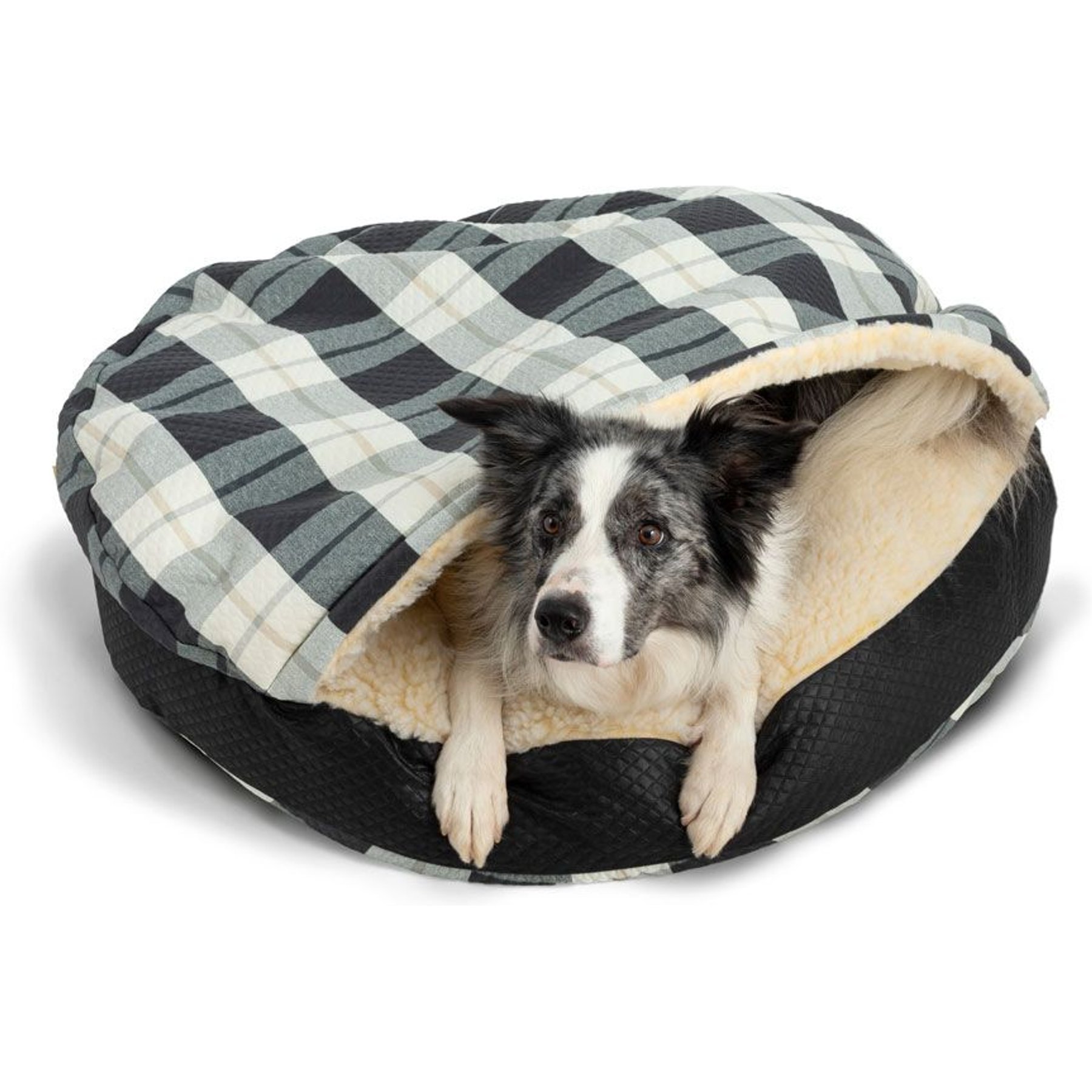 Snoozer Pet Products Round Indoor Outdoor Cozy Cave Dog Bed, Grey & Black & Cream, X-Large