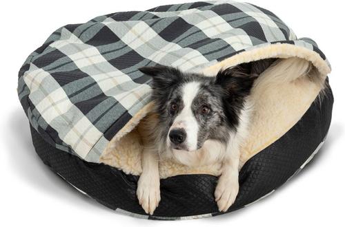 Show full view: Snoozer Pet Products Round Indoor Outdoor Cozy Cave Dog Bed, Grey & Black & Cream, X-Large slide 1 of 4