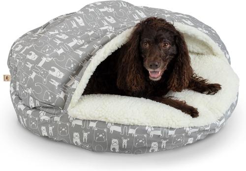 Show full view: Snoozer Pet Products Round Indoor Outdoor Cozy Cave Dog Bed, Grey & white, Small slide 1 of 3