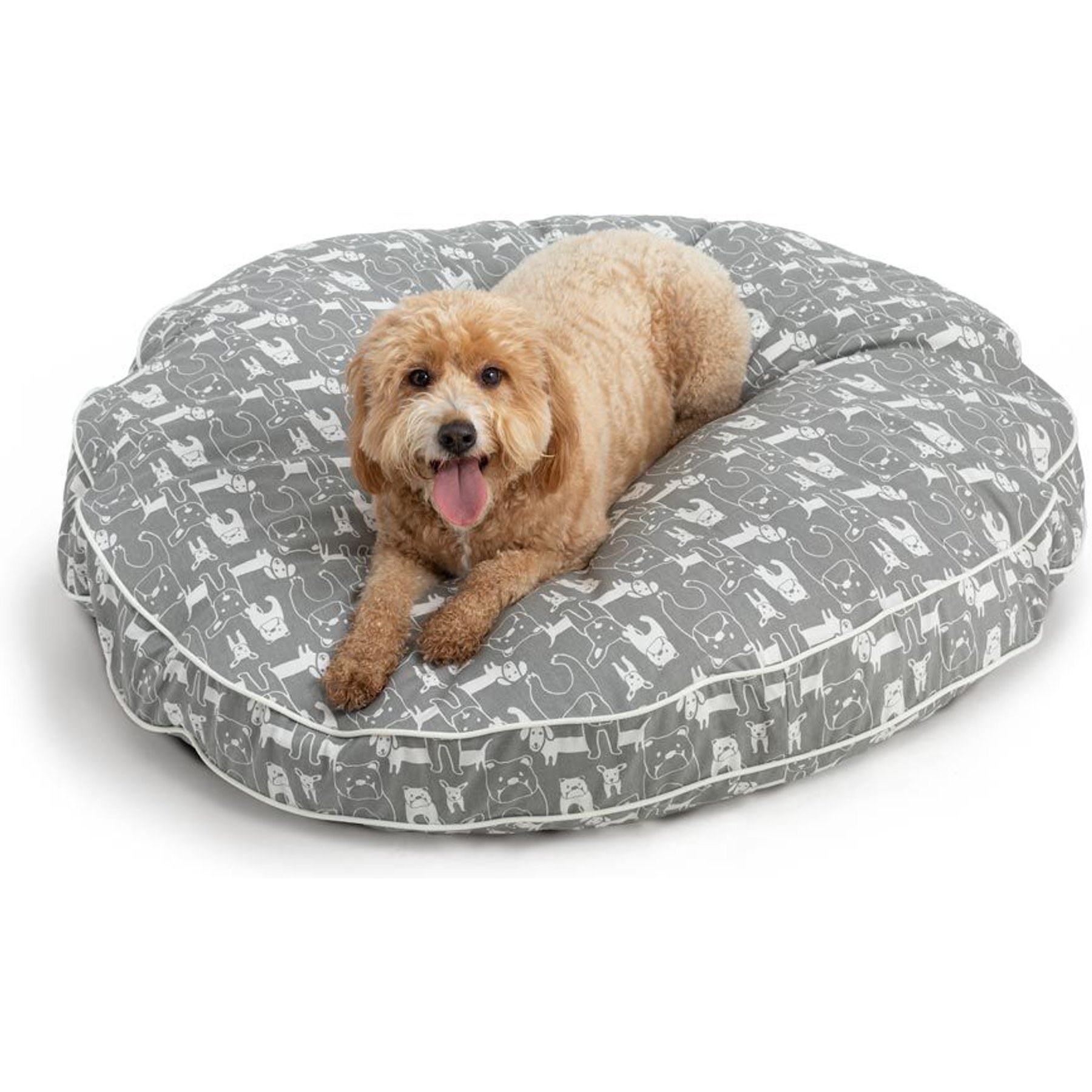 Snoozer Pet Products Round Indoor & Outdoor Dog & Cat Bed with Removable Cover, Gray White, Medium