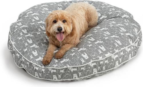 Show full view: Snoozer Pet Products Round Indoor & Outdoor Dog & Cat Bed with Removable Cover, Gray White, Small slide 1 of 4