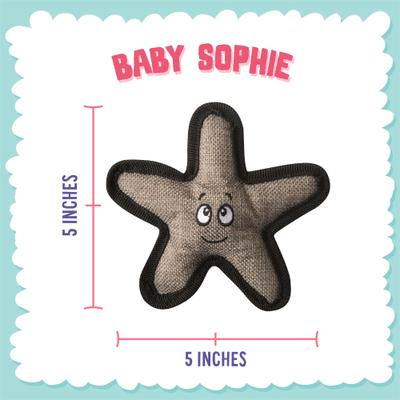 Show full view: Snugarooz Baby Sophie the Starfish Squeaky Crinkle Plush Dog Toy, Brown, 5-in slide 4 of 6