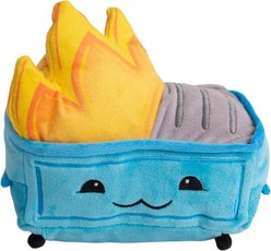 Snugarooz Dumpster Fire Squeaky Crinkle Plush Dog Toy, Blue, 6.5-in