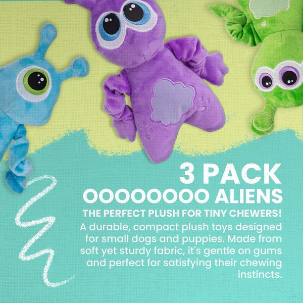 Show full view: Snugarooz ooOOOooOO Aliens Squeaky Crinkle Plush Dog Toys, 3 count slide 5 of 9