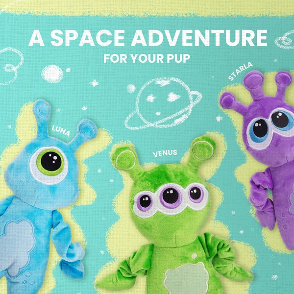 Show full view: Snugarooz ooOOOooOO Aliens Squeaky Crinkle Plush Dog Toys, 3 count slide 7 of 9