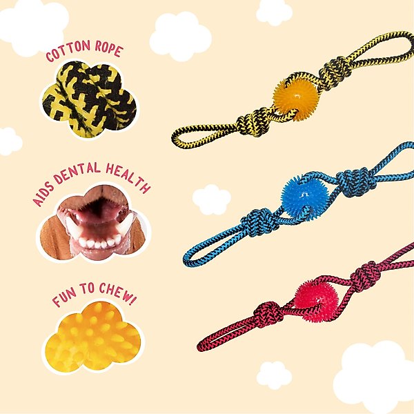 Show full view: Snugarooz Spikey Baby Rope with Ball Dog Tug Toy, Color Varies, 19-in slide 6 of 7