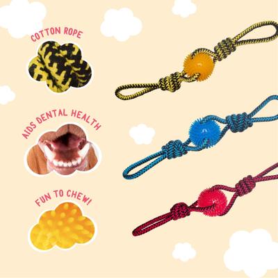 Show full view: Snugarooz Spikey Baby Rope with Ball Dog Tug Toy, Color Varies, 19-in slide 6 of 7