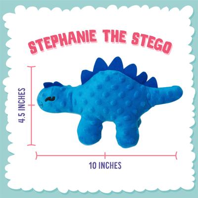 Show full view: Snugarooz Stephanie the Stego Squeaky Crinkle Plush Dog Toy, Blue, 11-in slide 4 of 5