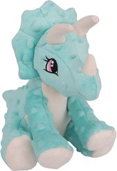 Snugarooz Talia the Triceratops Squeaky Crinkle Plush Dog Toy, Blue, 11-in