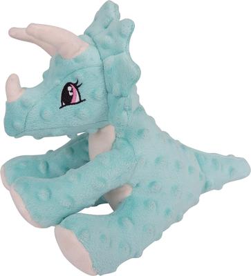 Show full view: Snugarooz Talia the Triceratops Squeaky Crinkle Plush Dog Toy, Blue, 11-in slide 3 of 5
