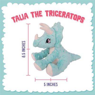 Show full view: Snugarooz Talia the Triceratops Squeaky Crinkle Plush Dog Toy, Blue, 11-in slide 4 of 5