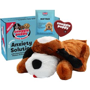 Snuggle Puppy Original Snuggle Puppy Medium Breeds Behavioral Aid Anxiety Relief with Heartbeat, Brown & White