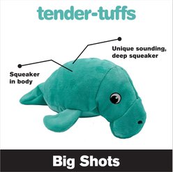 Snuggle Puppy Tender-Tuffs Big Shots Manatee Squeaky Dog Plush Toy, Green, Large slide 2 of 7