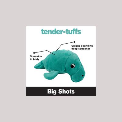 Show full view: Snuggle Puppy Tender-Tuffs Big Shots Manatee Squeaky Dog Plush Toy, Green, Large slide 2 of 8