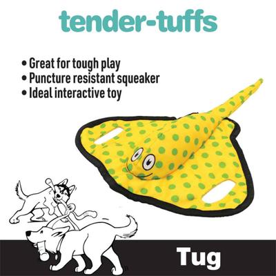 Show full view: Snuggle Puppy Tender Tuffs Tug Stingray Tough Squeaky Plush Dog Toy, Yellow, Medium slide 3 of 8