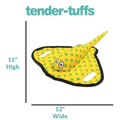 Show full view: Snuggle Puppy Tender Tuffs Tug Stingray Tough Squeaky Plush Dog Toy, Yellow, Medium slide 5 of 8