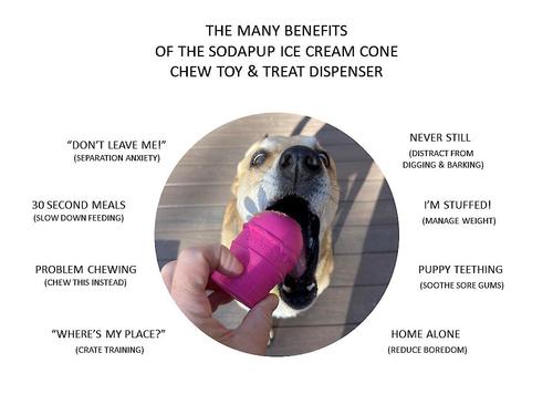 Show full view: SodaPup Ice Cream Cone Treat Dispenser Dog Toy, Pink, Medium slide 3 of 8