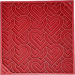 SodaPup Love Hearts E-Mat Dog Lick Mat, Large, Red