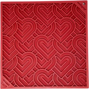 SodaPup Love Hearts E-Mat Dog Lick Mat, Large, Red