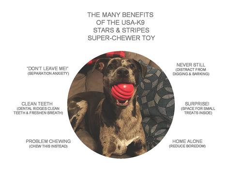 Show full view: SodaPup Stars & Stripes Ultra-Durable Rubber Ball Dog Toy slide 3 of 10