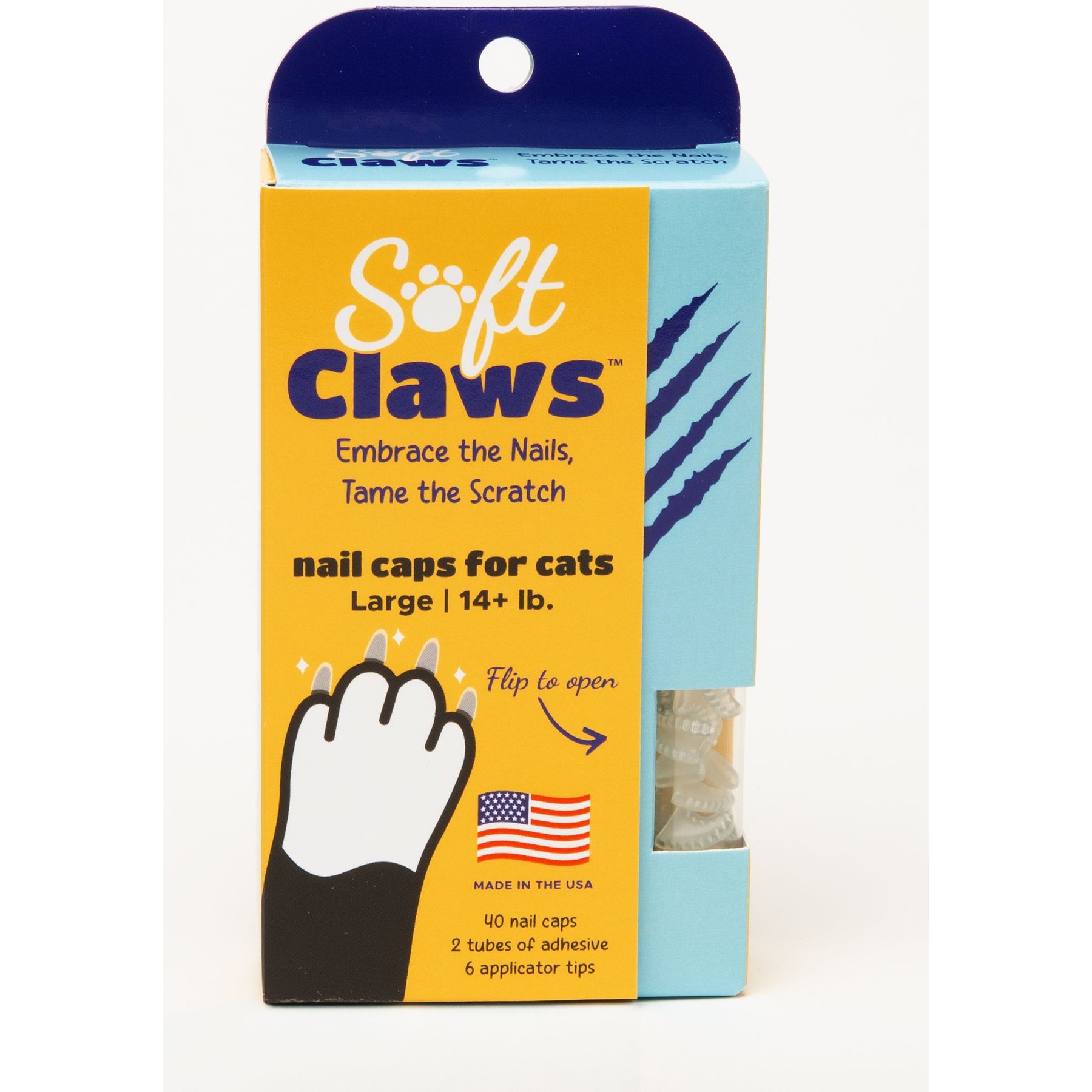 Soft Claws Cat Nail Caps, 40 count, Large, Clear