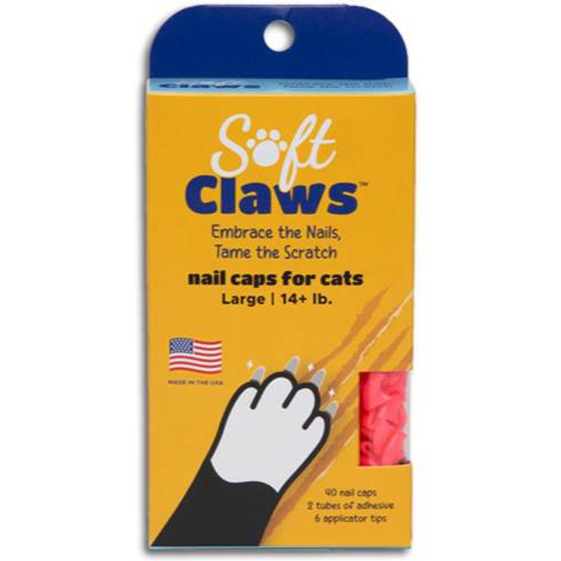 Soft Claws Cat Nail Caps, 40 count, Large, Pink