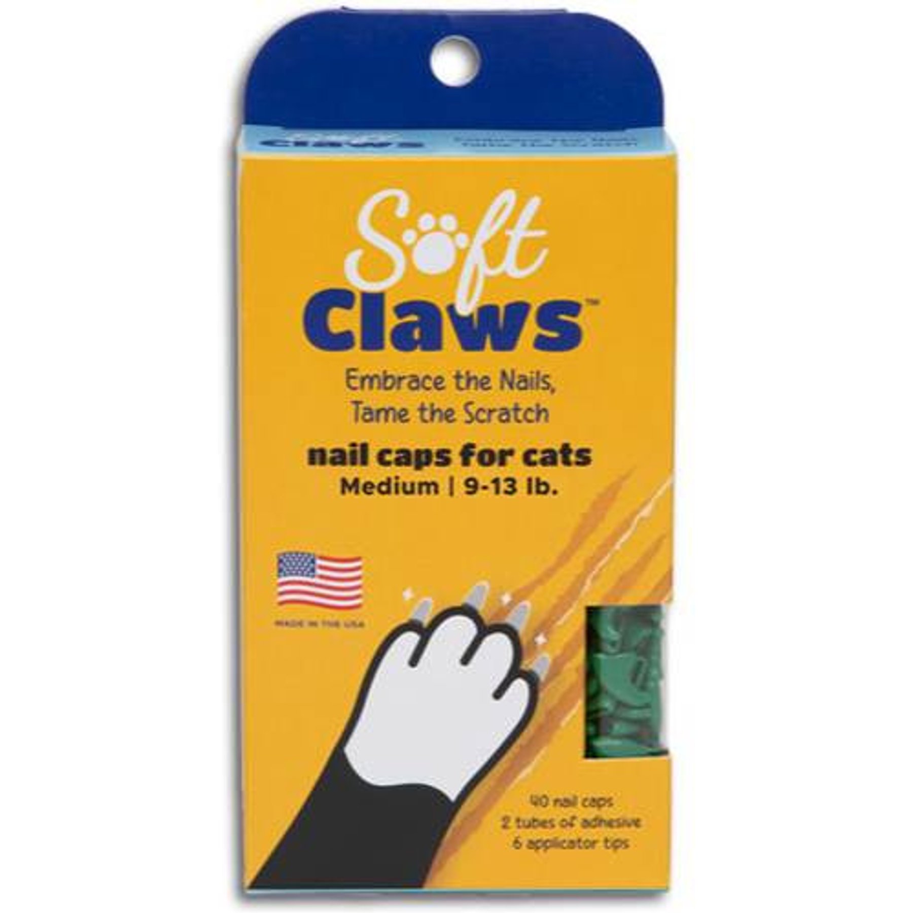 Soft Claws Cat Nail Caps, 40 count, Medium, Green