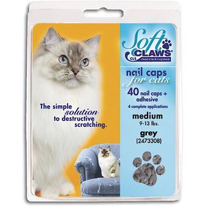 Soft Claws Cat Nail Caps, 40 count, Medium, Grey