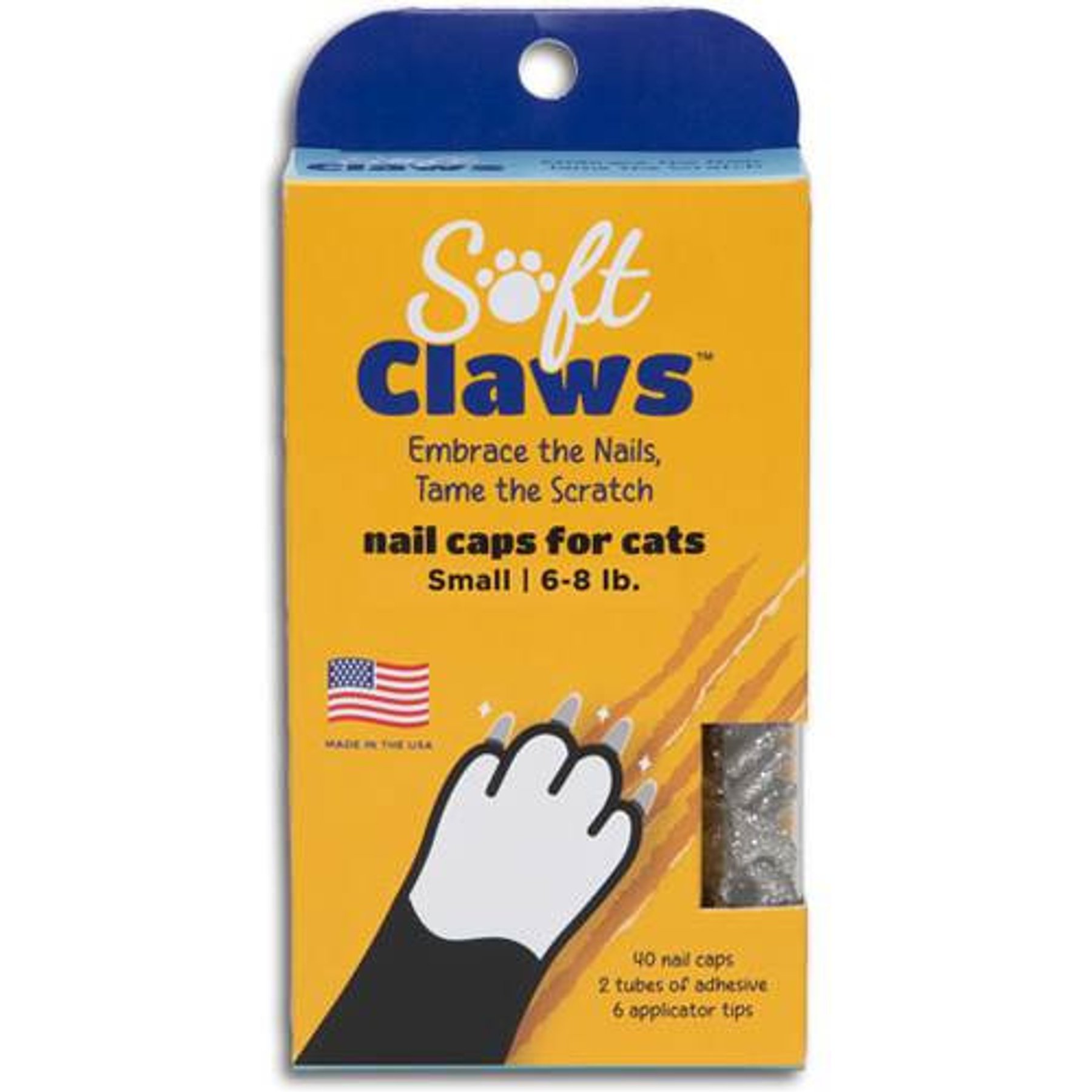 Soft Claws Cat Nail Caps, 40 count, Silver Sparkle, Small