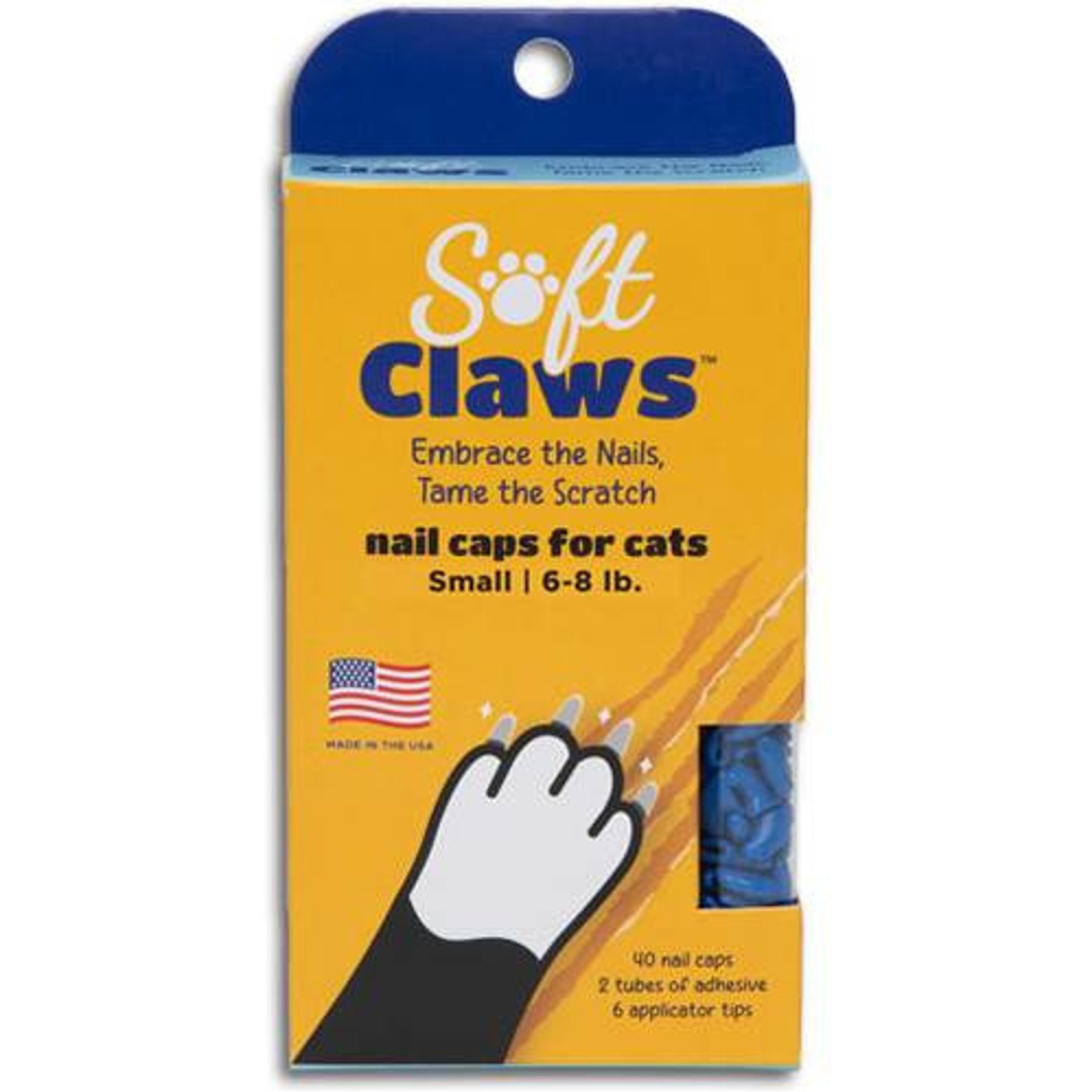Soft Claws Cat Nail Caps, 40 count, Small, Blue