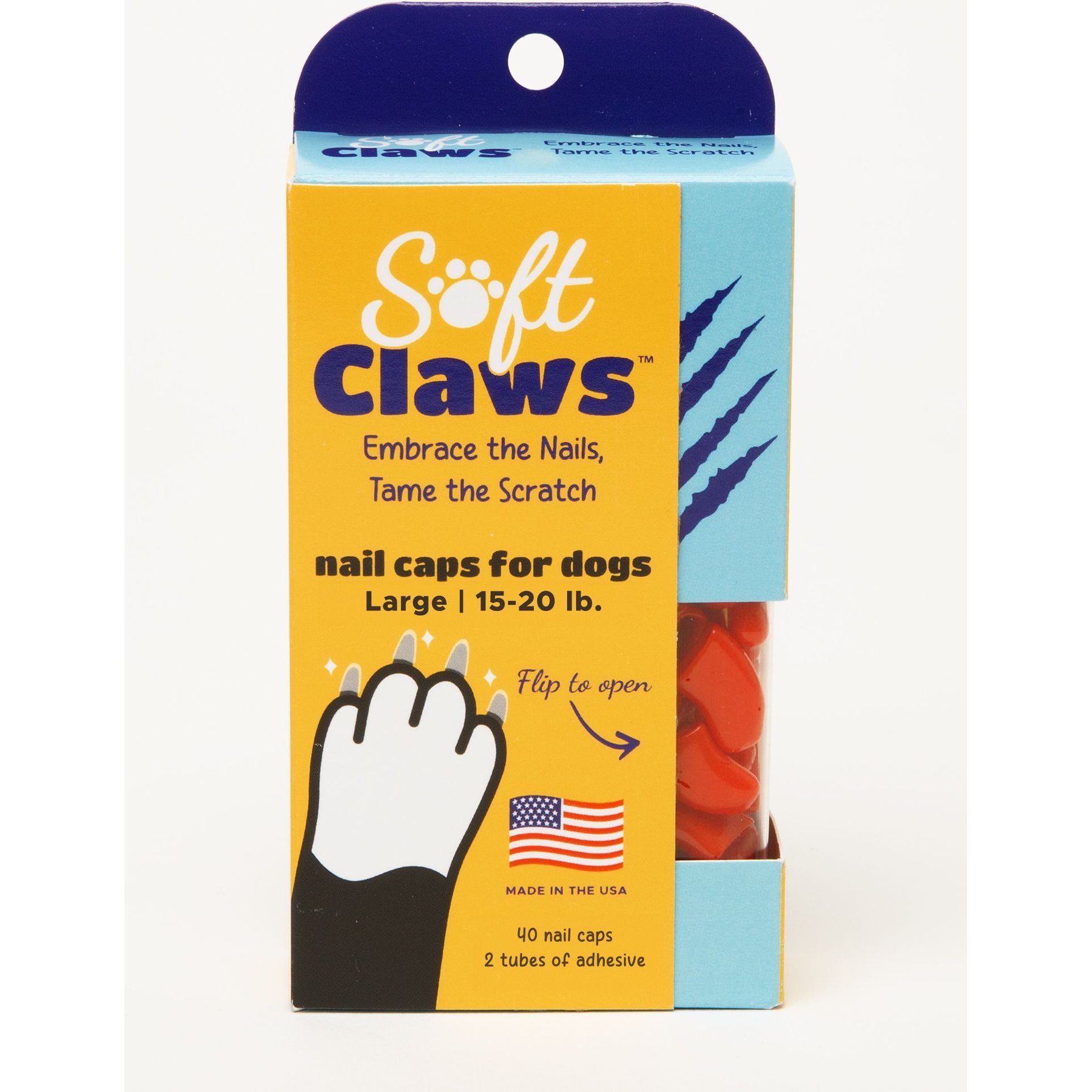 Soft Claws Dog Nail Caps, 40 count, Red, Large