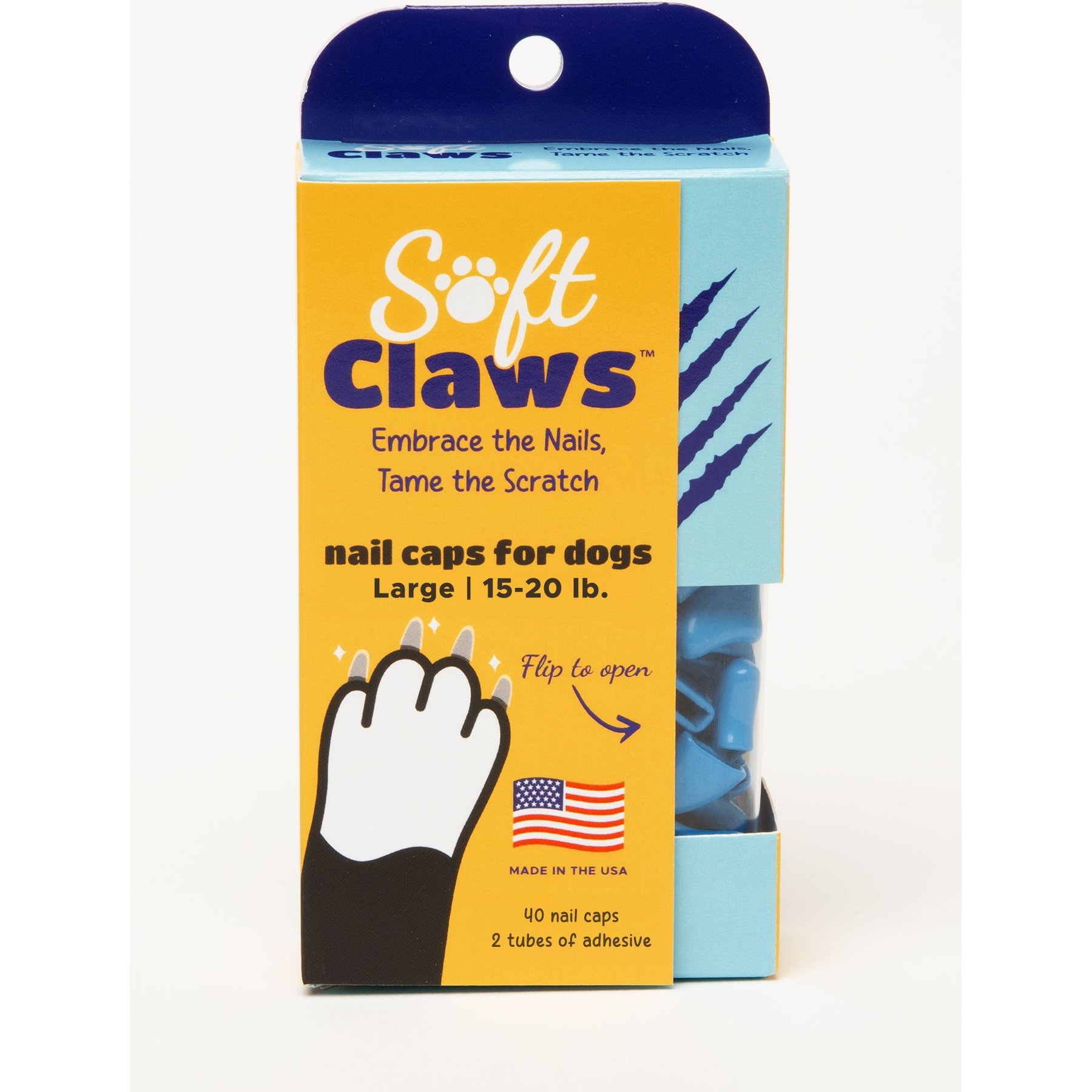Soft Claws Nail Caps for Dogs, 40 count, Large, Blue
