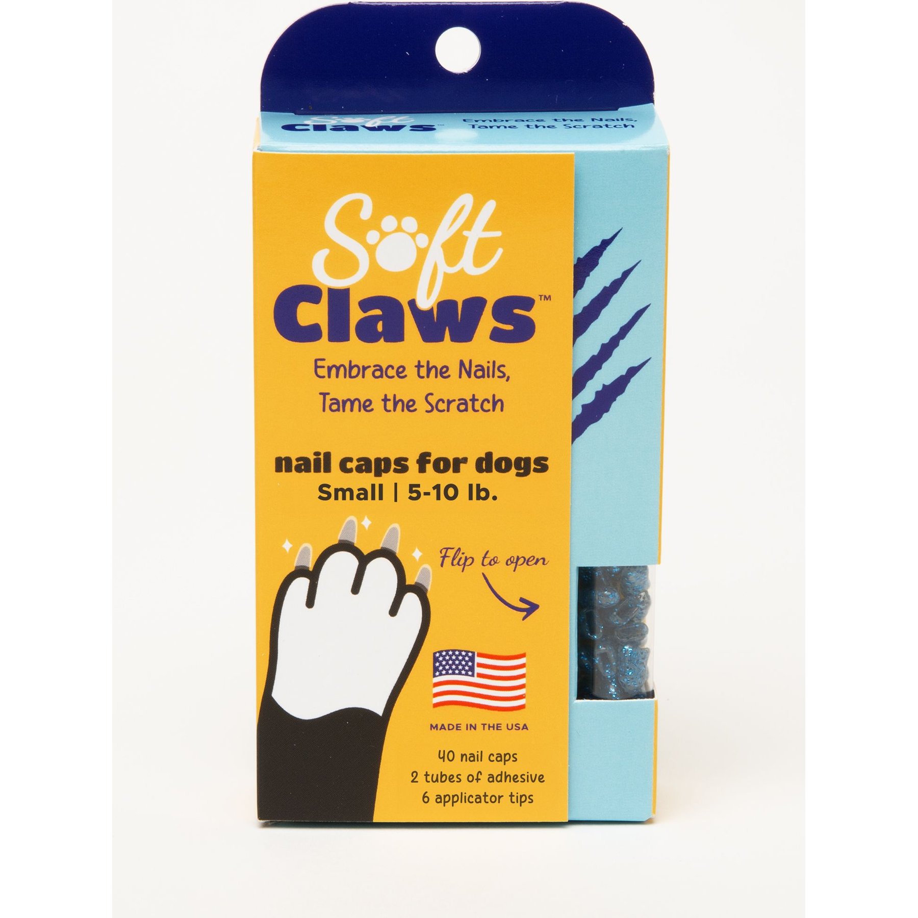 Soft Claws Nail Caps for Dogs, 40 count, Small, Blue Sparkle