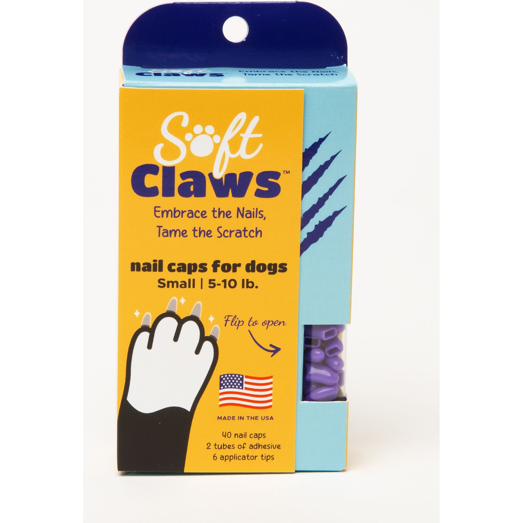 Soft Claws Nail Caps for Dogs, 40 count, Small, Purple