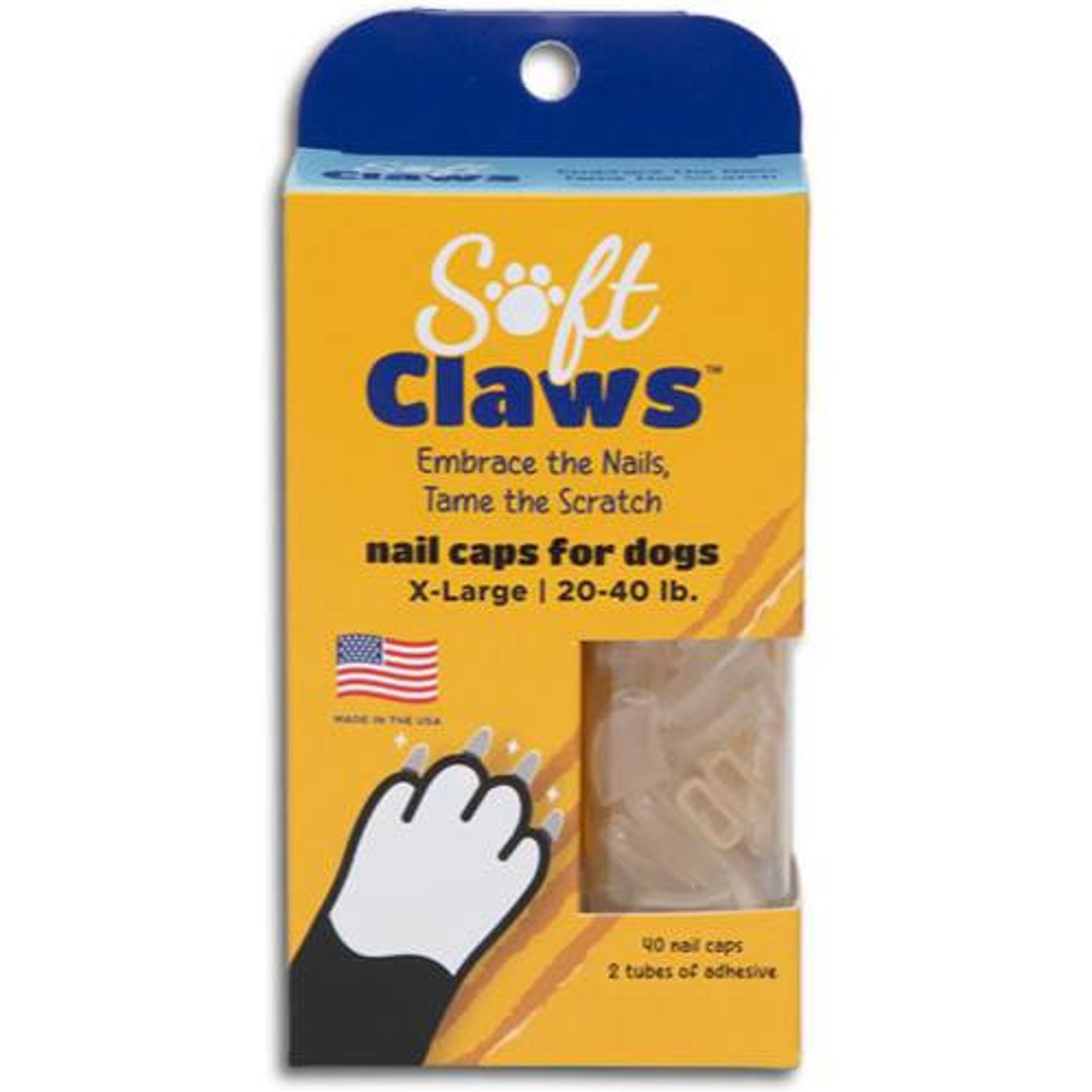 Soft Claws Nail Caps for Dogs, 40 count, X-Large, Clear