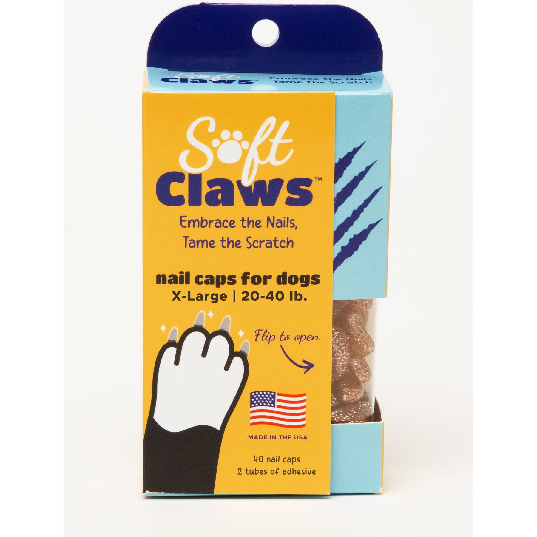 Soft Claws Nail Caps for Dogs, 40 count, X-Large, Pink Sparkle