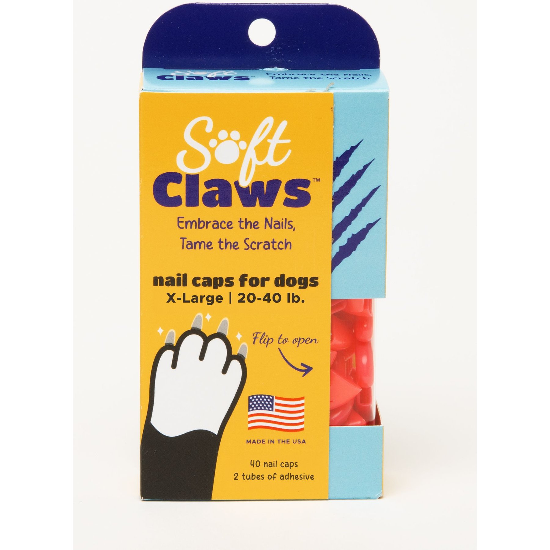 Soft Claws Nail Caps for Dogs, 40 count, X-Large, Pink