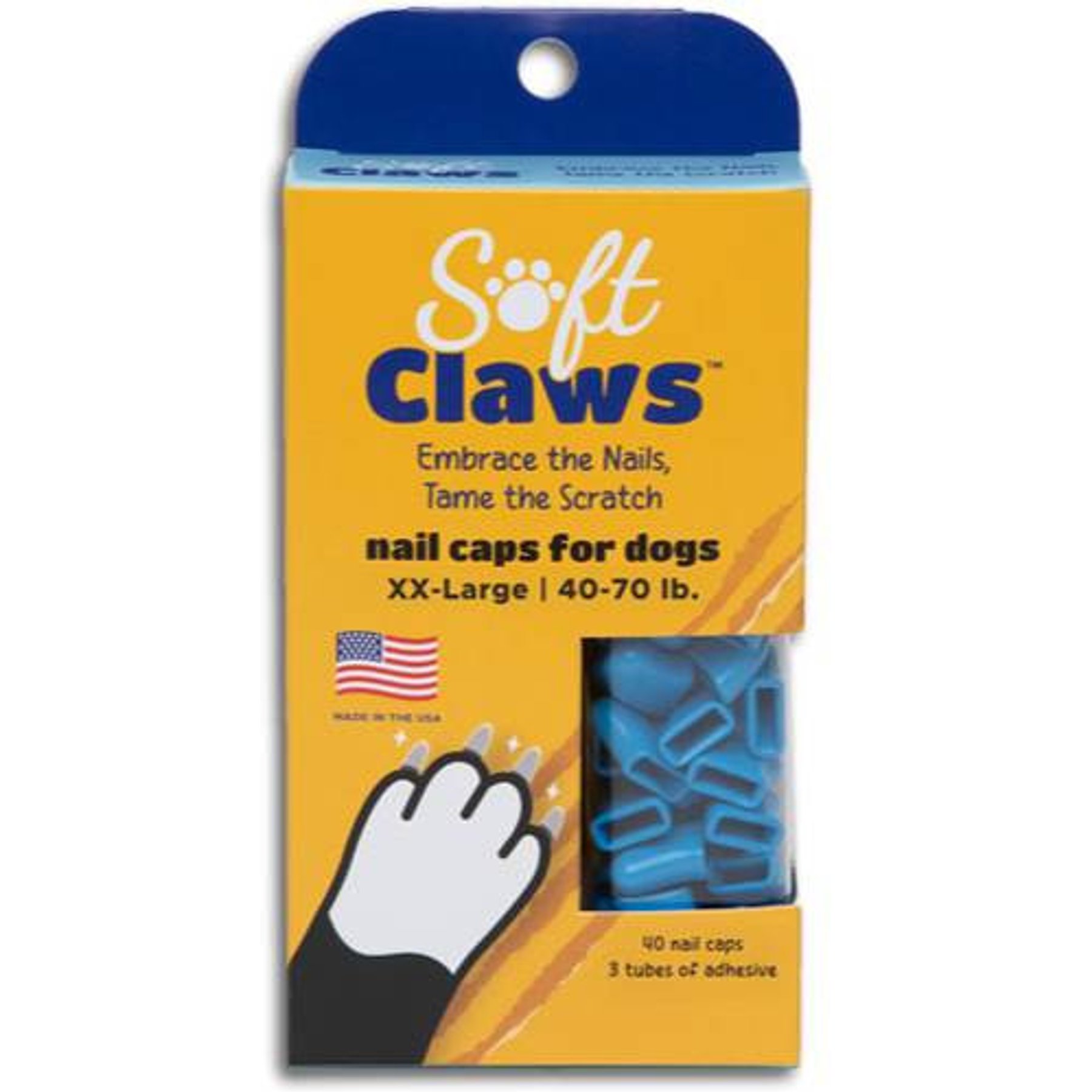 Soft Claws Nail Caps for Dogs, 40 count, XX-Large, Blue