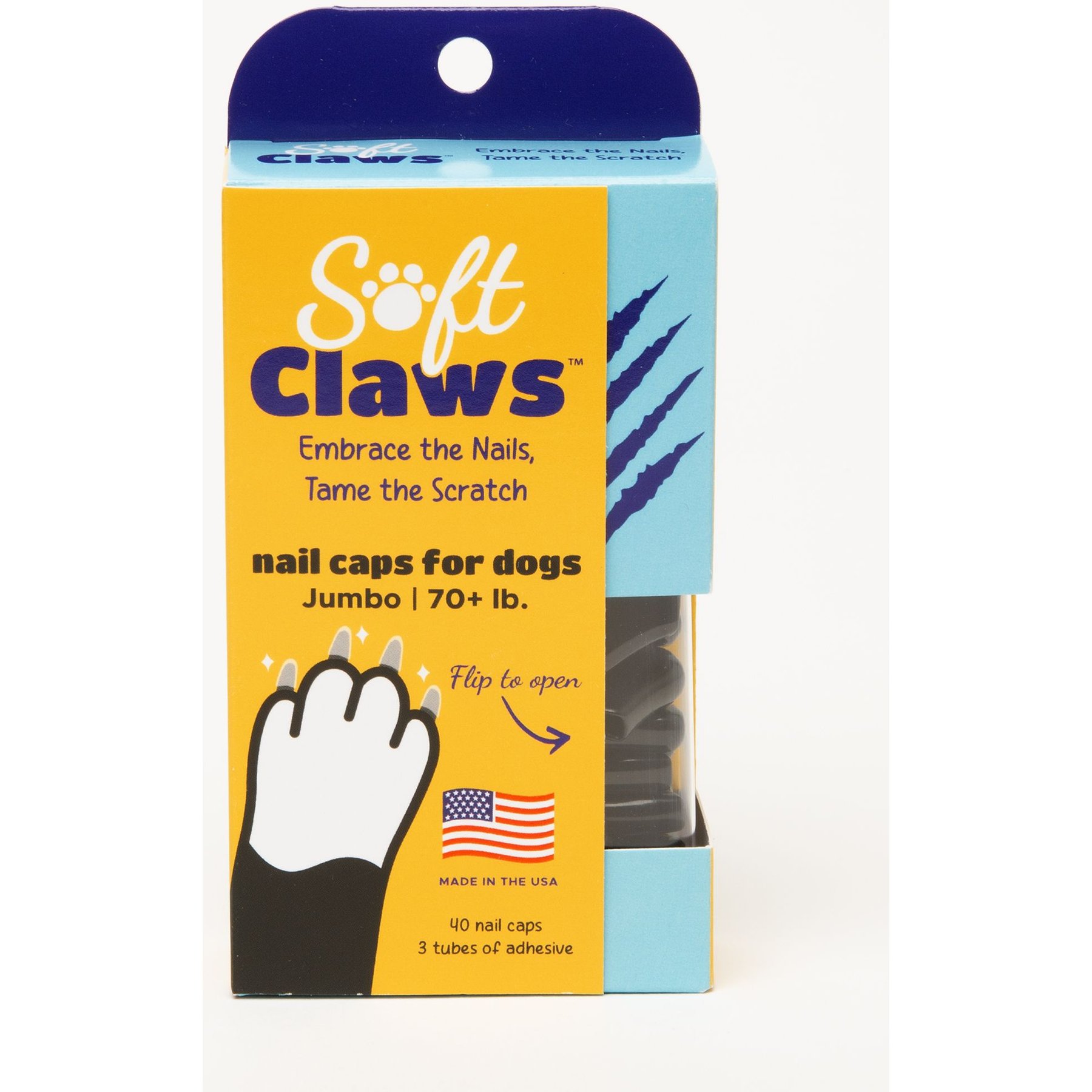 Soft Claws Nail Caps for Dogs, 40 count, XXX-Large, Black