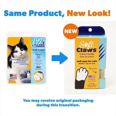 Show full view: Soft Claws Nail Caps for Kittens, 40 Count, Kitten, Clear slide 3 of 10