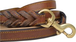 Soft Touch Collars Leather Braided Traffic Handle Dog Leash, Brown, 6-ft, 3/4-in slide 2 of 8