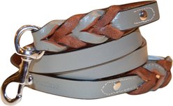 Soft Touch Collars Leather Braided Two-Tone Dog Leash, Gray Blue, 6-ft, 3/4-in slide 2 of 3