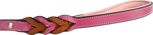 Show full view: Soft Touch Collars Leather Braided Two-Tone Dog Leash, Pink, 4-ft, 1/2-in slide 7 of 8
