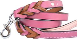 Soft Touch Collars Leather Braided Two-Tone Dog Leash, Pink, 6-ft, 3/4-in slide 2 of 7