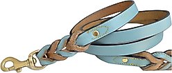 Soft Touch Collars Leather Braided Two-Tone Dog Leash, Turquoise Beige, 6-ft, 3/4-in slide 2 of 3